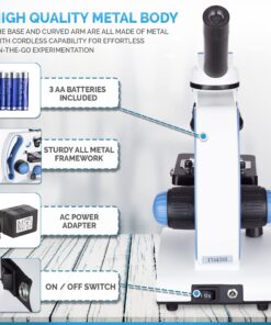 AmScope M162C-2L-PB10-WM-SP14-50P100S 40X-1000X Beginners Microscope Kit for Kids & Students w/Complete Science Accessory Kit + World of The Microscope Book 46 81uQ0hV57 S 1