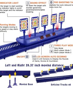 SWEMNED Running Shooting Targets for Nerf Gun Practice,Upgrade 5 Targets Auto Reset /3 Game Mode Electronic Scoring Digital Moving Target, Ideal Gift Toy for Age 6,7,8,9,10,12,13+ Year Old Kid/Boys Blue 11 81uQWvBdxML