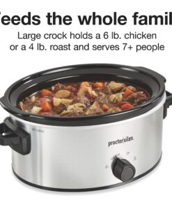 Proctor Silex Double Dish Slow Cooker with 6qt Crock and Dual 2.5qt Nonstick Insert to Cook Two Meals at Once, Dishwasher Safe Pot & Lid, Silver (33563) 28 81uQtjJwoSL