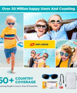 RIVBOS Kids Sunglasses with Strap Polarized UV Protection Flexible Rubber Shades for Boys Girls RBK003 003-1 Sky Blue 11 81uUQvQblGL