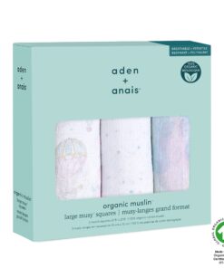Alternative view of aden + anais Luxury Utility Squares, 100% Organic Cotton Muslin, Light and Breathable Essential for Carry Bag, 3 Pack, Above The Clouds