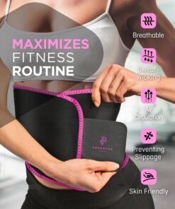 Perfotek Waist Trainer for Women Lower Belly - Waist Trimmer Belt Sauna Tummy Toner Low Back and Lumbar Support with Sauna Suit Effect (Large Pink) Large 19 81uWH6lFlBL
