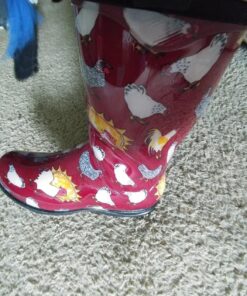Sloggers Waterproof Garden Rain Boots for Women - Cute Mid-Calf Mud & Muck Boots with Premium Comfort Support Insole 8 Chickens Barn Red 30 81uWY0frJmL