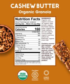 Alter Eco Cashew Butter Granola, Healthy, Organic Breakfast & Snack, Naturally Sweetened with Fruit, Vegan, No Artificial Sugars or Additives, Regeneratively-Farmed Oats (Cashew Butter - 3 Pack) 14 81uXj Lm9qL 1