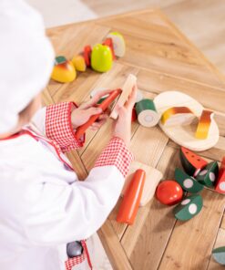 Melissa & Doug Cutting Food - Play Set With 25+ Hand-Painted Wooden Pieces, Knife, and Cutting Board - Pretend Play Kitchen Fruit Toys For Toddlers And Kids Ages 3+ Retail Version Play Food Set 29 81uYAPHZAbL