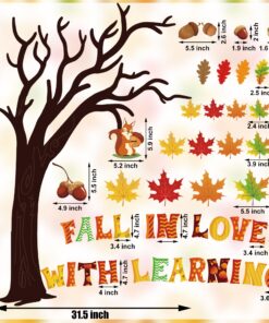 123 PCS Fall Classroom Tree Decorations Maple Leaves Bulletin Board Cutouts Fall in Love with Learning Decors Autumn Party Supplies with Glue Points for School Blackboard Chalkboard 8 81uYMMOQQnL