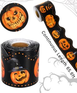 Whaline 65.6 Feet Halloween Bulletin Board Borders Pumpkin Themed Holiday Decoration Borders Orange Black Trim Border Scalloped Board Borders for School Classroom Office Party Decoration 8 81uYhOs0tRL