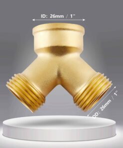 Alternative view of Litorange (2 PACK) Solid Brass Lead-Free Body Backyard 2 Way Y Valve Garden Hose Connector MHT 3/4" Inch Thread Splitter Adapter + 4 Silicone Hose Washers 2 Pack