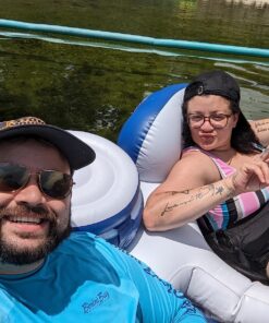 Intex River Run II Inflatable 2-Person Pool Tube Float with Attached Cooler and Repair Kit Multi-colored 39 81uYm6aL7OL