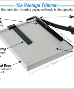 Dahle 15e Vantage Paper Trimmer, 15" Cut Length, 15 Sheet, Automatic Clamp, Adjustable Guide, Metal Base with 1/2" Gridlines, Guillotine Paper Cutter Cut Length: 15" 32 81uaC9lfi8L
