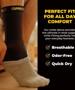 CopperJoint Arch Support for Plantar Fasciitis Relief - Ankle Compression Sleeve for Foot Pain Relief and Achilles Tendon Support - Breathable Copper Infused Nylon (Medium) Medium 29 81ueNWrkevL