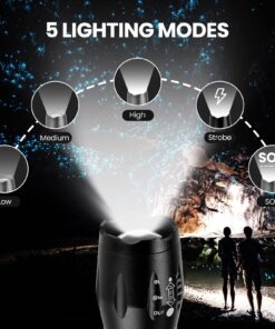 BINWO Flashlight 2pack 3000 Lumens, Tactical Flashlights Small Flashlight Powerful Waterproof Flashlights Pocket Flashlight Zoomable LED Flashlight with 5 Modes, Camping Accessories, Hiking Gear 2 Pcs 23 81ueZ UG37L