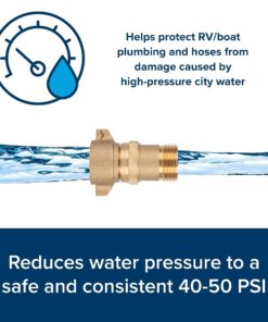 Camco Camper/RV Water Pressure Regulator | Protects RV Kitchen Small Appliances, Plumbing & Hoses | Reduces RV Water Pressure to Safe and Consistent 40-50 PSI | Drinking Water Safe (40055) 21 81ufFABbd7L