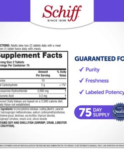 Schiff Glucosamine 2000mg (per serving) + Hyaluronic Acid Tablets (150 count in a bottle), Joint Care Supplement That Helps Support Joint Mobility & Flexibility, Supports The Structure Of Cartilage 15 81ufGiZUHeL