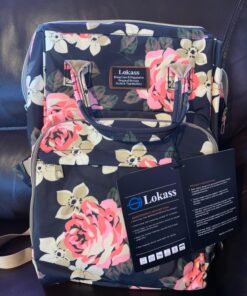 Srotek Diaper Bag Backpack Floral Baby Bag Water-Resistant Baby Nappy Bag with Insulated Water Bottle Bag/Changing Pad for Women/Girls/Mum (Flower Pattern) 44 81ufXXiRU2L