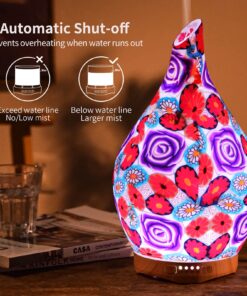 280ml Purple Rose Essential Oil Diffuser Glass Aromatherapy Ultrasonic Humidifier - Auto Shut-Off,Timer Setting, BPA Free for Home Hotel Yoga Leisure SPA Gift G5-280ml Purple Rose Aladdin Vase 280ml 22 81ugsl2P9aS