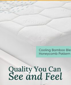 Zen Bamboo Mattress Pad Cover - Cooling Bed Topper & Waterproof Protector w/Deep Pockets, Queen Size, White 23 81uhsR48i6S