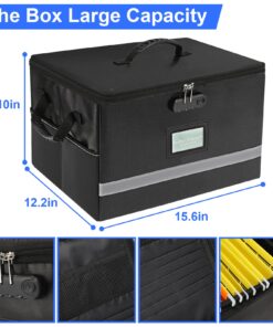 EXLIFBAG File Organizer, Fireproof File Box with Lids, Important Document Organizer Box with Lock, Portable File Folder Organizer with Handle Black 1 Layer 53 81ukPXm1N5L