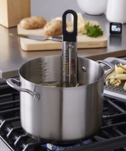 KitchenAid KQ907 Curved Stainless Steel Paddle Style Candy and Deep Fry Thermometer with pan clip, TEMPERATURE RANGE: 100F to 400F, Black 20 81ukV9O7dZL