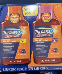 Theraflu ExpressMax Severe Cold and Cough Medicine, Daytime and Nighttime Cough and Cold Medicine for Cough Relief, Berry Flavor - 8.3 Fl Oz x 2 Day & Night Bundle 21 81ulEAoXz1L