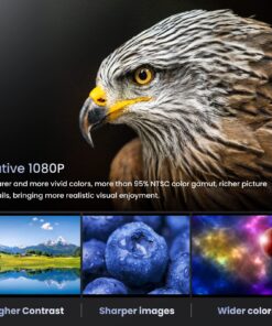 Alternative view of HOMPOW Projector, Native 1080P Full HD Bluetooth Projector with Speaker, 9500 Lumens Outdoor Portable Movie Mini Projector Compatible with Laptop, Smartphone, TV Stick, Xbox, PS5 white