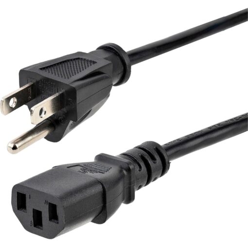StarTech.com 12ft (3.6m) Computer Power Cord, NEMA 5-15P to C13, 10A 125V, 18AWG, Black Replacement AC Power Cord, Printer Power Cord, PC Power Supply Cable, Monitor Power Cable - UL Listed (PXT10112) 12 ft/3.6 m 1 Pack