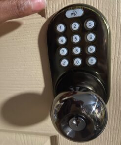 MiLocks TKK-02AQ Digital Door Knob Handle Lock with Electronic Keypad - Keyless Entry Smart Door Lock with Adjustable Latch Locks, Audible Tones for Interior Front Doors & More, Antique Brass 24 81utJn1id4L