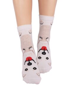 CozyWow Cute Animal Socks Funny Low Cut Cartoon Socks Gift for Womens Girls 5-8 5pairs-dog2 11 81uvDd9hcoL