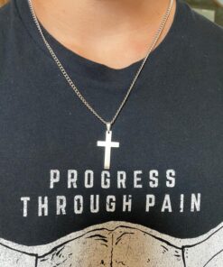 FIBO STEEL Stainless Steel Cross Pendant Chain Necklace for Men Women, 22-30 Inches 35*20*3mm cross, 22 inches chain 19 81uvamqBdfL