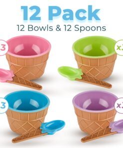Alternative view of Greenco Ice Cream Bowls and Spoons - Ice Cream Cups for Birthday Party Decorations, Ice Cream Party Favors, Ice Cream Party Decorations, Ice Cream Sundae Bar Supplies, Set of 12 Vibrant Colors