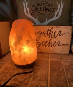 Windsor Seasons Hand Crafted Natural Large 9-Inch Crystal Himalayan Salt Lamp with Neem Wood Base, 6-Feet Cord, Dimmer Switch and Bulb 47 81uxMXOoncL