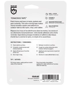 GEAR AID Tenacious Tape 3”x20” Fabric and Vinyl Gear Repair Tape, Quickly Fix Holes and Rips in Puffy Jackets, Rain and Snow Gear, Tents, Sleeping Bag and More, Off-White, 1 Pack 32 81uyR7SV5LL
