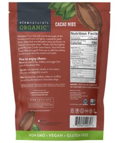 Viva Naturals Organic Cacao Nibs, 2 lb Bag (907g) - Keto Friendly and Vegan Unsweetened Chocolate Chip Substitute, Perfect for Gluten Free Baking, Cacao Nib Smoothies and More, Non-GMO and Gluten Free 2 Pound (Pack of 1) 22 81uyXd51EKL