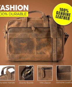 Alternative view of KomalC 16 Inch Leather briefcases Laptop Messenger Bags for Men and Women Best Office School College Satchel Bag Distressed Tan