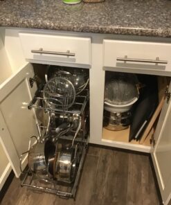 Rev-A-Shelf 2-Tier Kitchen Cabinet Pull Out 12" Cabinet Organizer for Pots, Pans, and Lid Cookware, Adjustable Heavy Duty Wire, Chrome, 5CW2-1222-CR 12 in. 69 81uzrpruTRL