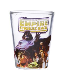 Silver Buffalo Star Wars Original Trilogy: A New Hope, Empire Strikes Back, Return of the Jedi - 4 Pack Mini Glasses Featuring Yoda, Luke, Darth Vader, Han Solo, Chewbacca, Princess Leia, Ewok, 1.5oz 1.5oz Original Trilogy 18 81v0YRETcL
