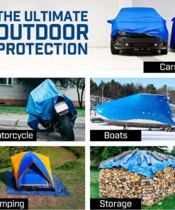 Grizzly Tarps by B-Air 10' x 14' Large Multi-Purpose Waterproof Heavy Duty Poly Tarp with Grommets Every 36", 8x8 Weave, 5 Mil Thick, for Home, Boats, Cars, Camping, Protective Cover, Blue 10' x 14' 11 81v10yYvJ1L