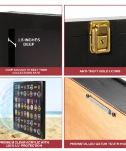 PENNZONI Large Medal Display Case - Award Display Case, Patches Display Cabinet Case, Acrylic Wall Display Case, Black w/ Black Felt 12 81v1OBS6zL