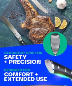 Dalstrong Steak Knives - Set of 4 - Serrated Blade - Gladiator Series Elite - Forged German High-Carbon Steel - Table Dinner Kitchen Knives - Sheaths - Razor Sharp - Dinner Set - NSF Certified 5" Serrated Black 40 81v2G8Fe0TL