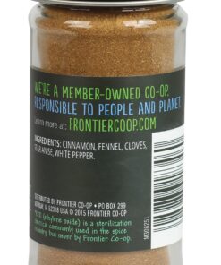 Alternative view of Frontier Co-op Five Spice Seasoning, 1.92 Ounce, Cinnamon, Fennel Seed, Cloves, Star Anise & White Pepper, Non GMO, Kosher