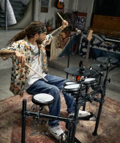 Donner DED-200 Electric Drum Sets with Quiet Mesh Drum Pads, 2 Cymbals w/Choke, 31 Kits and 450+ Sounds, Throne, Headphones, Sticks, USB MIDI, Melodics Lessons (5 Pads, 3 Cymbals) 23 81v4Z HDz0L