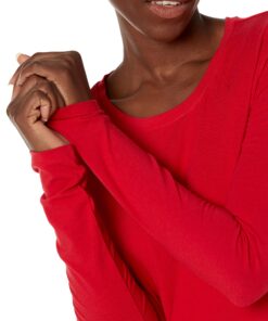 Amazon Essentials Women's Classic-Fit Long-Sleeve Crewneck T-Shirt (Available in Plus Size) Large Cherry Red 11 81v4rlXXUwL