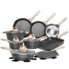 JEETEE Kitchen Pots and Pans Set Nonstick, Induction Granite Coating Cookware Sets with Frying Pan, Saucepan, Sauté Pan, Griddle Pan, Crepe Pan, Cooking Pots, PFOA Free, (Grey, 20pcs Set) Gray 20 pcs Granite Set
