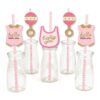 Big Dot of Happiness Hello Little One - Pink and Gold Paper Straw Decor - Girl Baby Shower Striped Decorative Straws - Set of 24 42 81v9LPl3QoL