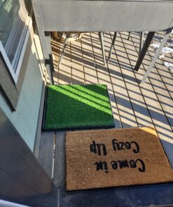 Artificial Grass Puppy Pee Pad for Dogs and Small Pets - 20x25 Reusable 3-Layer Training Potty Pad with Tray - Dog Housebreaking Supplies by PETMAKER Medium 3-Layer System 50 81vAz6r40RL