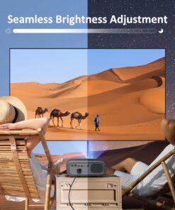 NexiGo PJ40 Projector with WiFi and Bluetooth, Native 1080P, 4K Supported, Projector for Outdoor Movies, 300 Inch, Zoomable, 20W Speakers, Home Theater, Compatible w/TV Stick, iOS, Android (Black) Regular OS 57 81vCA1PgXJL 1