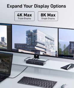 Anker 568 USB-C Docking Station (11-in-1, USB4), Up to 100W Charging for Laptop, 40Gbps Data Transfer, Ethernet, Single 8K, Triple 4K Display, 6 USB Ports for Windows Laptop and More(Gray) 20 81vDcJNzWlL