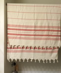 Dandelion - Ivory Basic Pattern - Naturally-Dyed Cotton Turkish Towel Peshtemal - 71x39 Inches - Red 15 81vFRy5d6qL