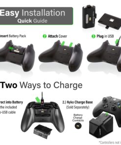 Nyko Xbox One Power Kit Plus - Rechargeable Battery Kit with 2 Batteries, Black & White Covers, 8-foot Micro-USB Charge Cable - Ultimate Xbox Accessories - Power, Cable, & Replacement Battery Doors Power Kit Plus Xbox One 12 81vFcC8rUHL