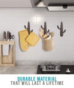 Comfify Set of 3 Hooks Cast Iron Cactus Double Wall Mounted Hooks/Hangers - Decorative Wall Mounted Hooks for Coats, Bags, Towels and More - w/Screws and Anchors Included - Brown 17 81vIg7B6s6L 1